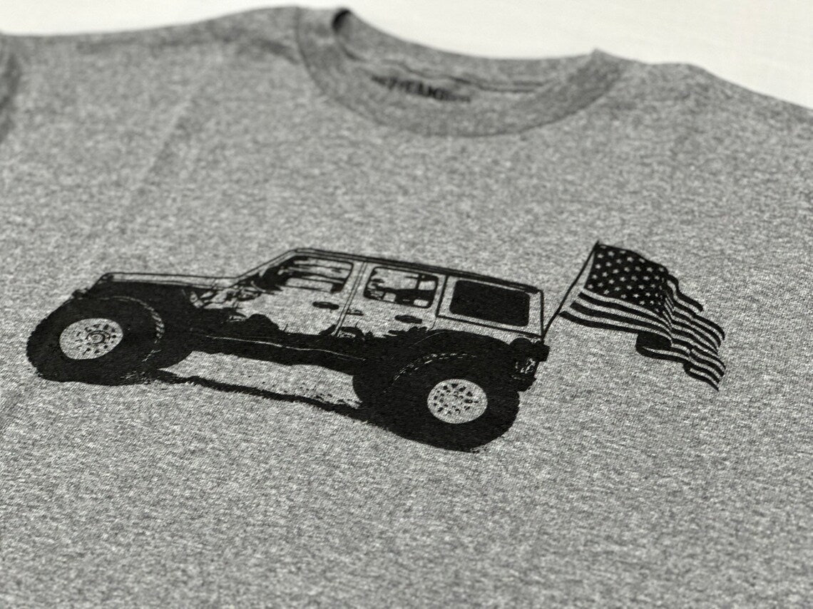 Off-Camber - American Flag SUV USA Silhouette T-Shirt