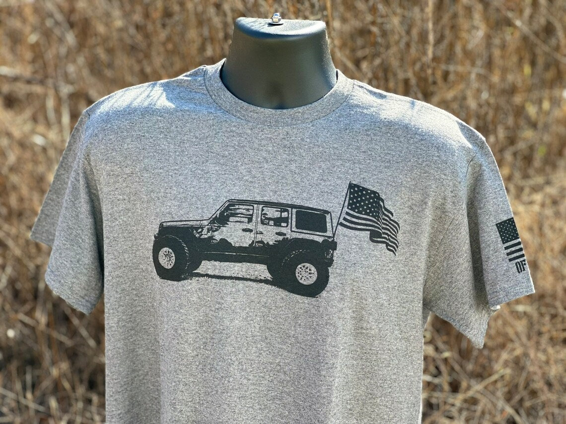 Off-Camber - American Flag SUV USA Silhouette T-Shirt