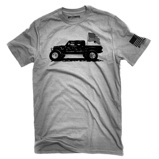 Off-Camber - American Flag Off-Road Truck USA Silhouette T-Shirt