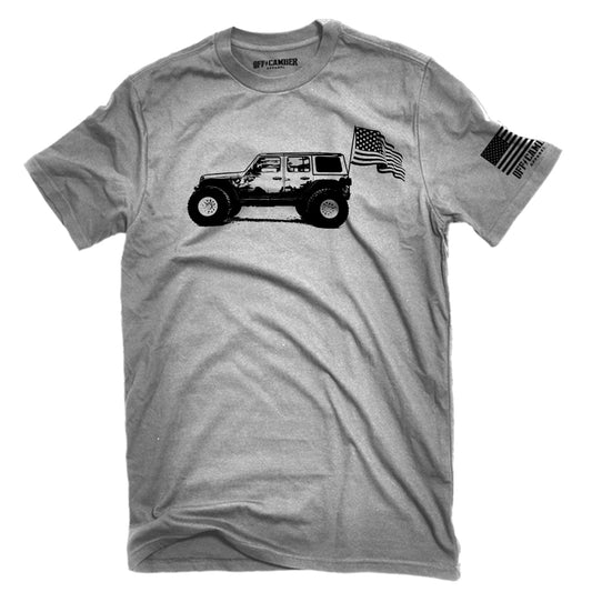 Off-Camber - American Flag SUV USA Silhouette T-Shirt